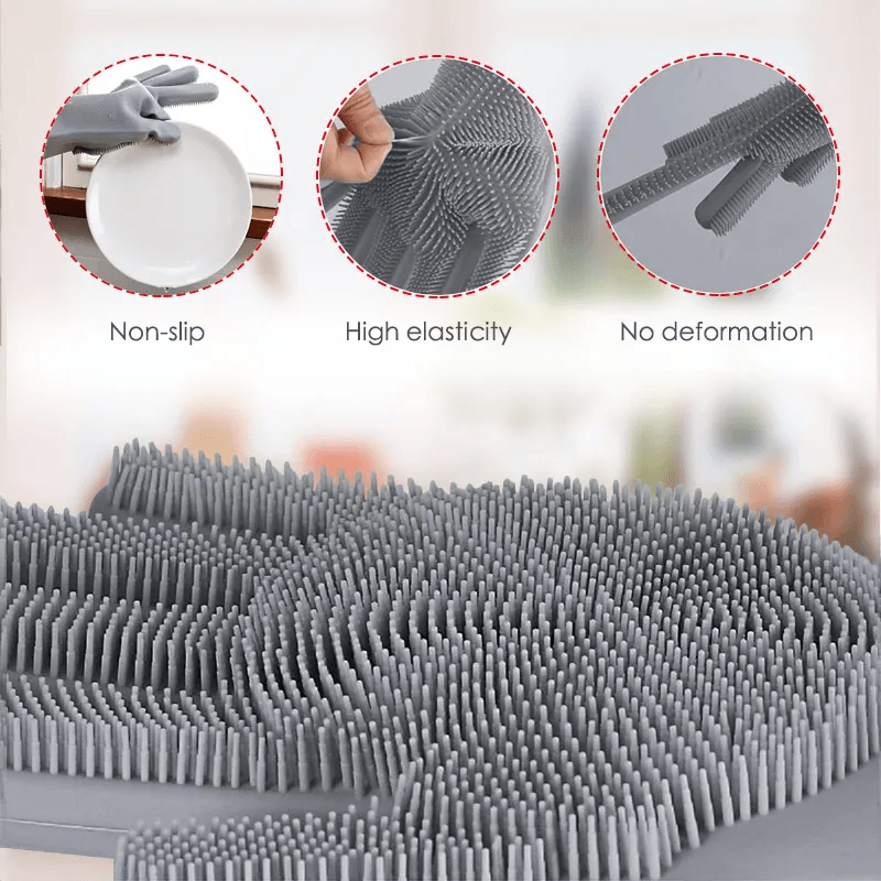 Multifunctional Magic Silicone Dishwashing & Cleaning Gloves with Built-in Scrubber - Image 3