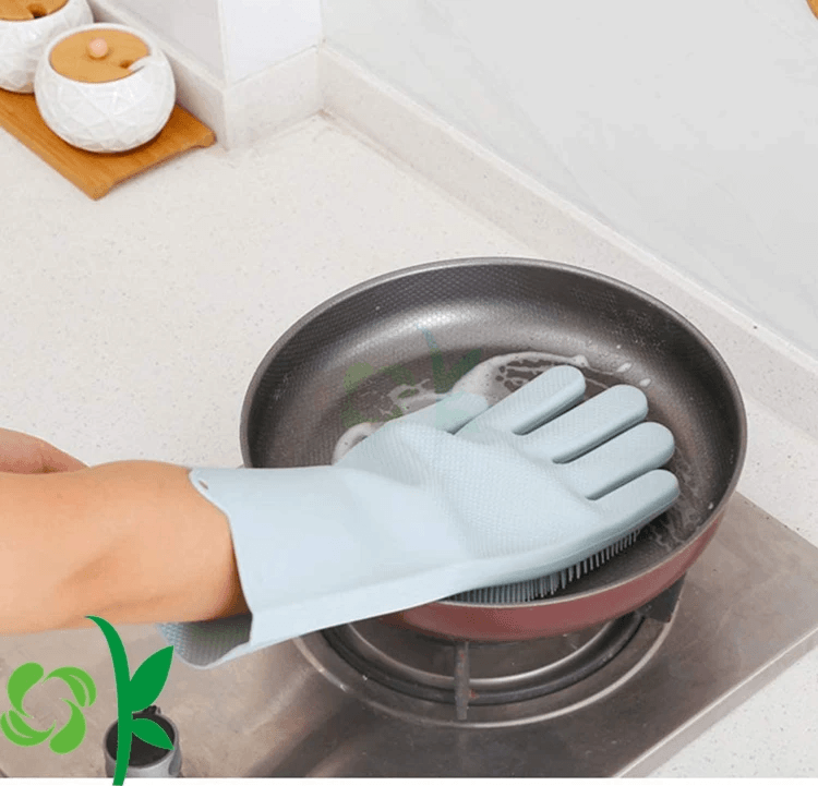 Multifunctional Magic Silicone Dishwashing & Cleaning Gloves with Built-in Scrubber - Image 2