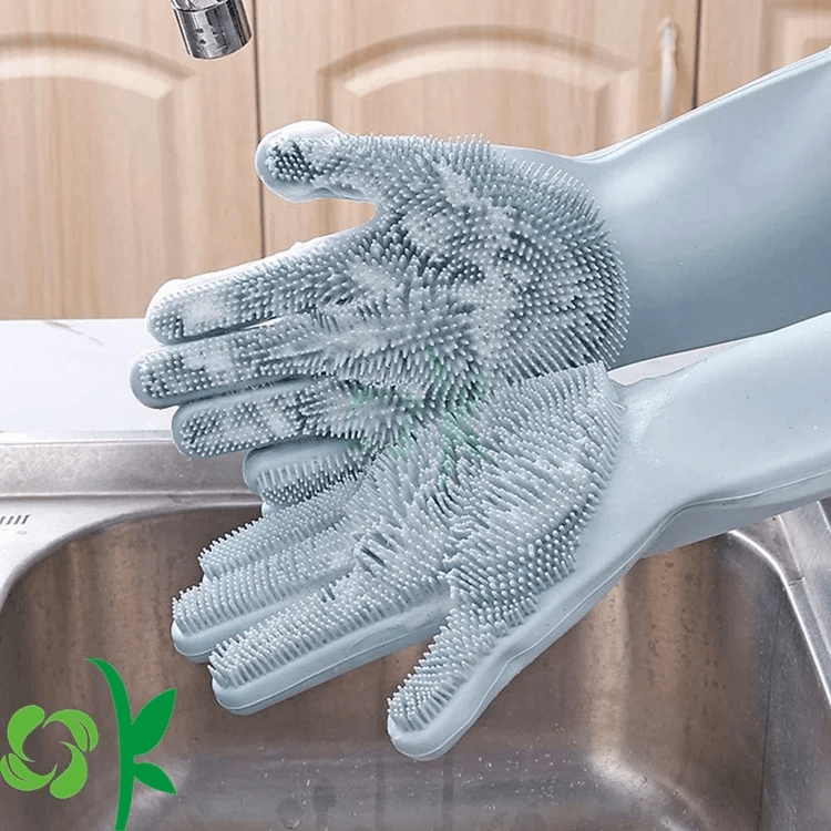 Multifunctional Magic Silicone Dishwashing & Cleaning Gloves with Built-in Scrubber - Image 7