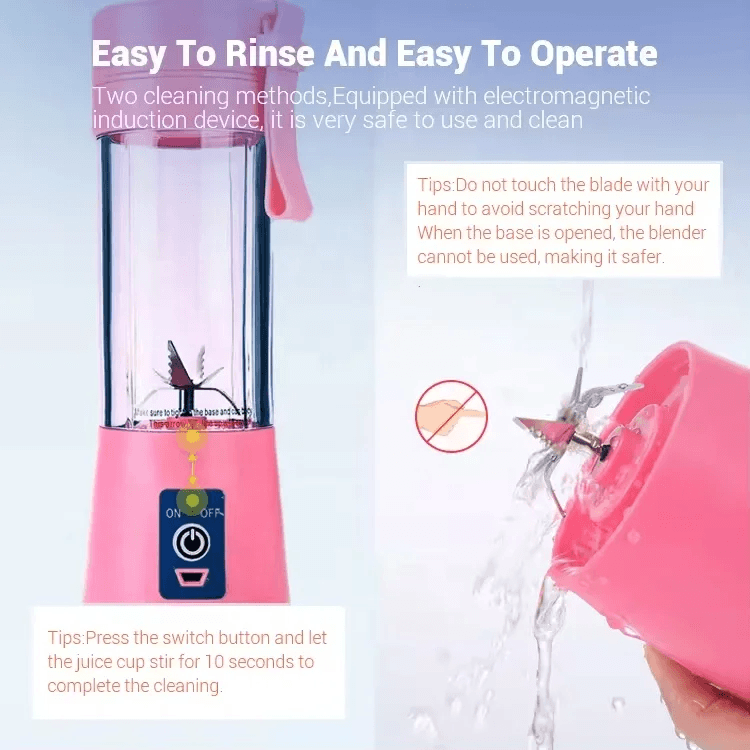 Portable USB Rechargeable Juicer Blender Cup – 6 Blades (380ml) - Image 5