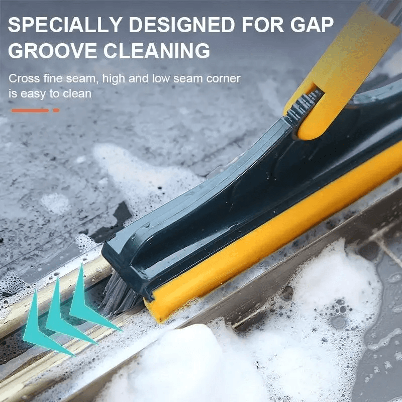 2-in-1 Floor Scrub Brush with Rubber Squeegee Wiper - Image 4