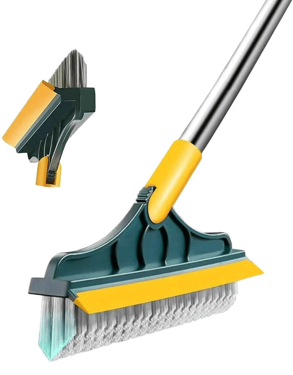 2-in-1 Floor Scrub Brush with Rubber Squeegee Wiper - Image 5