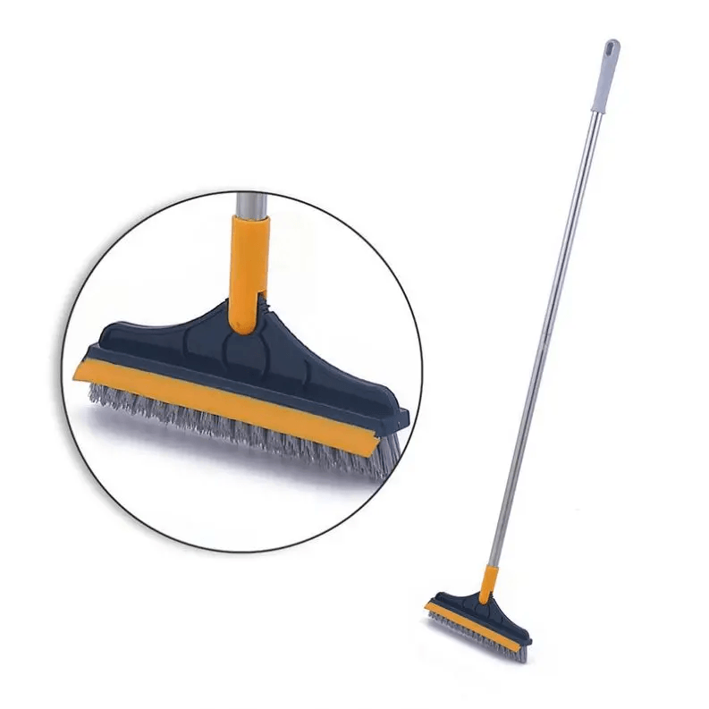 2-in-1 Floor Scrub Brush with Rubber Squeegee Wiper - Image 3