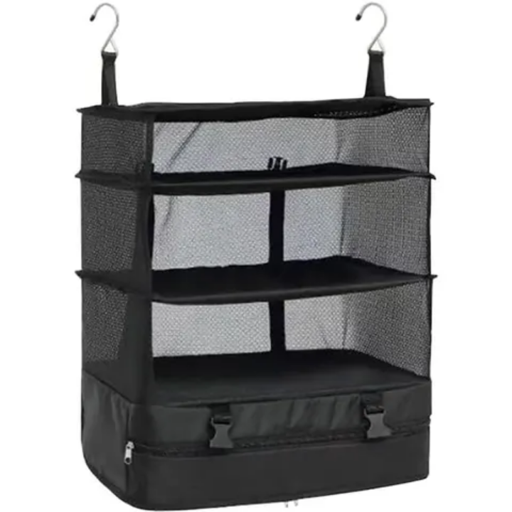Portable 3-Layer Hanging Travel Organizer & Luggage Shelves - Image 4