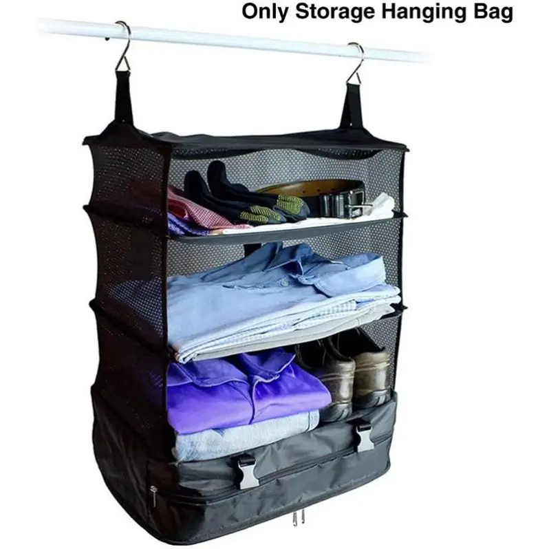 Portable 3-Layer Hanging Travel Organizer & Luggage Shelves - Image 5