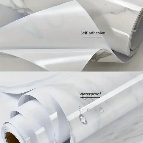 Self-Adhesive White Marble Wallpaper Roll – Waterproof PVC Sheet - Image 3