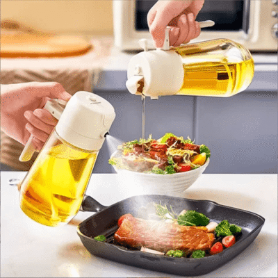2-in-1 Glass Oil Sprayer & Dispenser Bottle