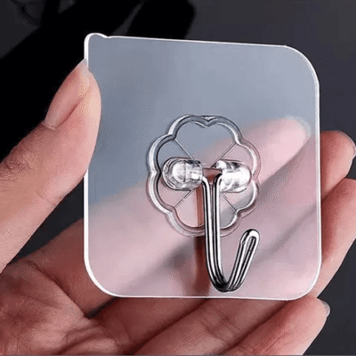Pack of 12 Heavy Duty Transparent Self Adhesive Wall Hooks