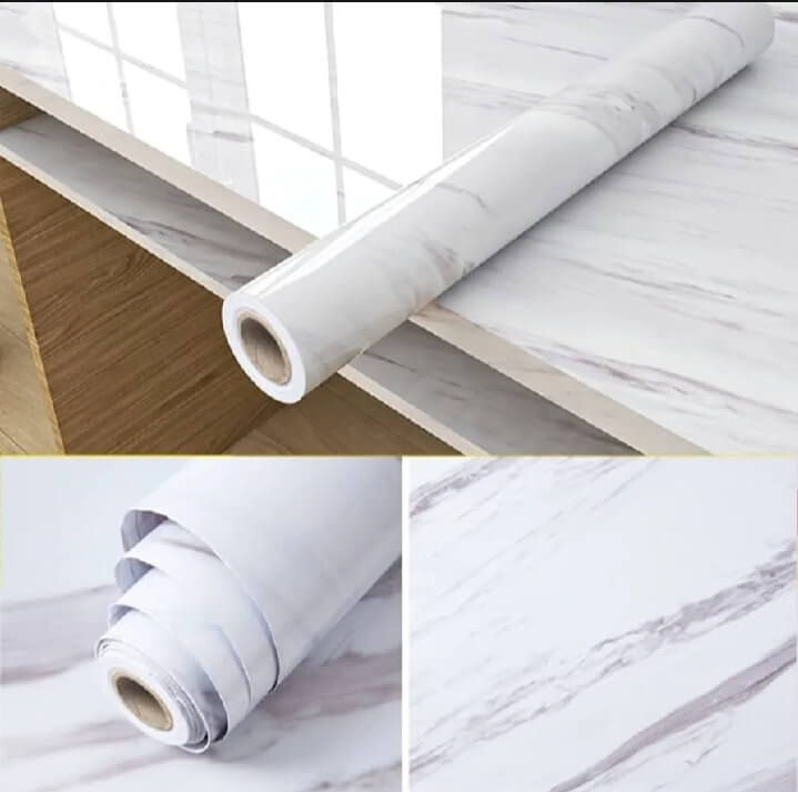Self-Adhesive White Marble Wallpaper Roll – Waterproof PVC Sheet - Image 2